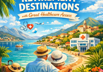 Scenic coastal view of an affordable retirement destination with accessible healthcare facilities.